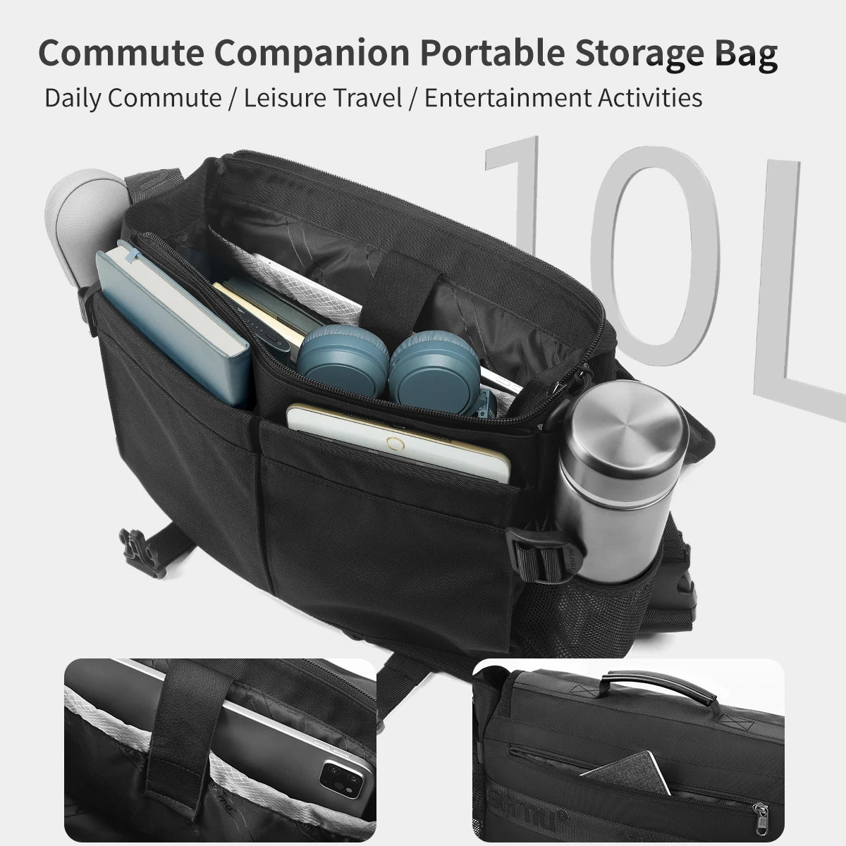 Tigernu Waterproof Shoulder Bag – Camera Bag or Messenger, 10L, Detachable Dividers