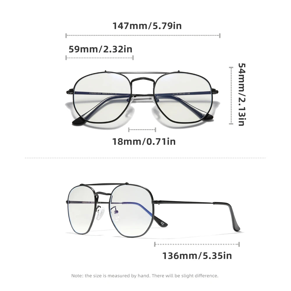 KINGSEVEN Round Blue Light Blocking Glasses | Alloy Frame