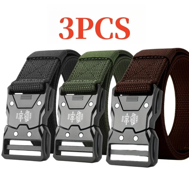 3 pairs of men's nylon belts, outdoor sports casual work pants jeans belt, suitable for daily commuting, suitable for holiday gi