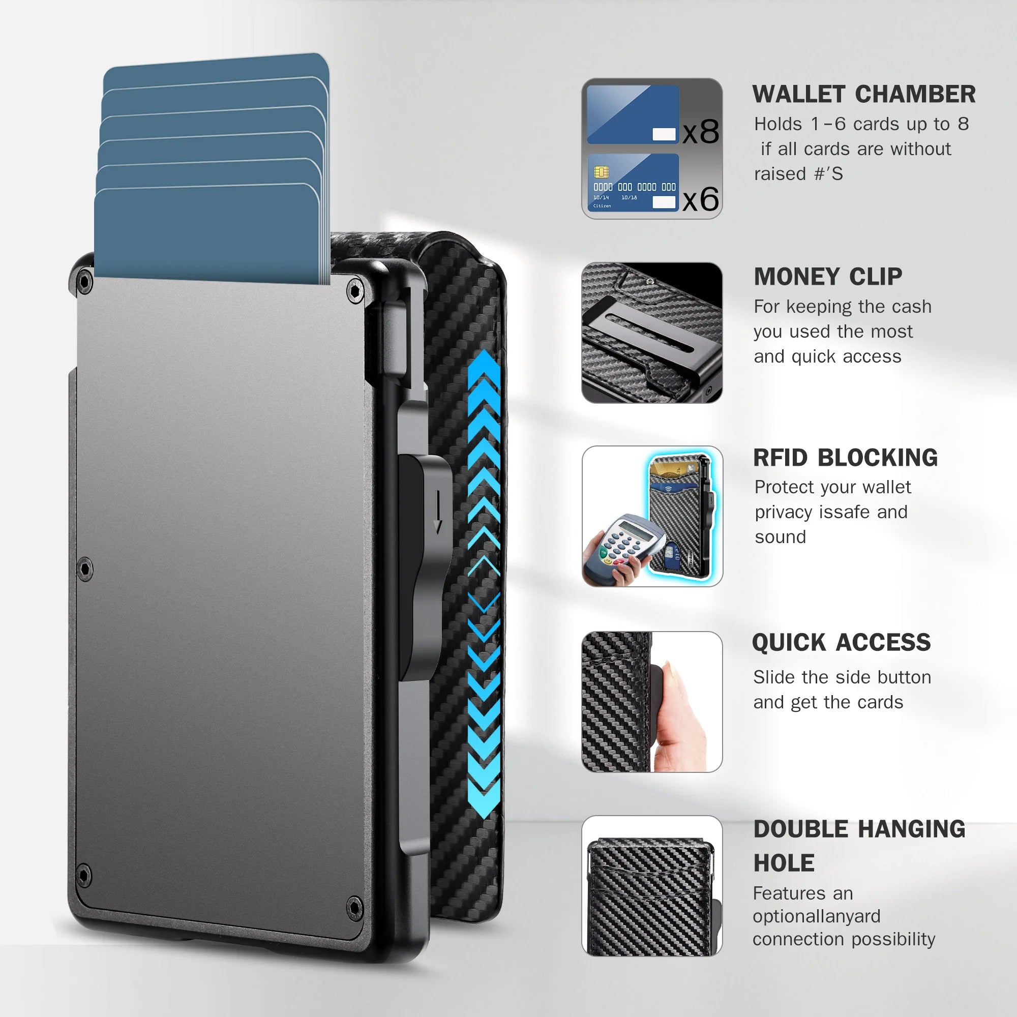 Men's Smart Pop-Up Wallet | RFID | Money Clip & ID Window | 9–13 Cards