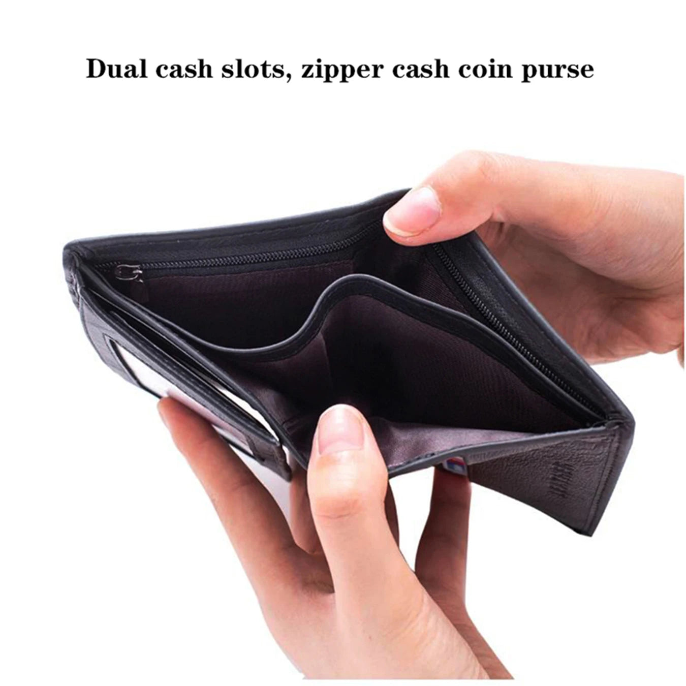 Men's Genuine Leather Zipper Wallet | RFID Blocking | Vertical Bifold
