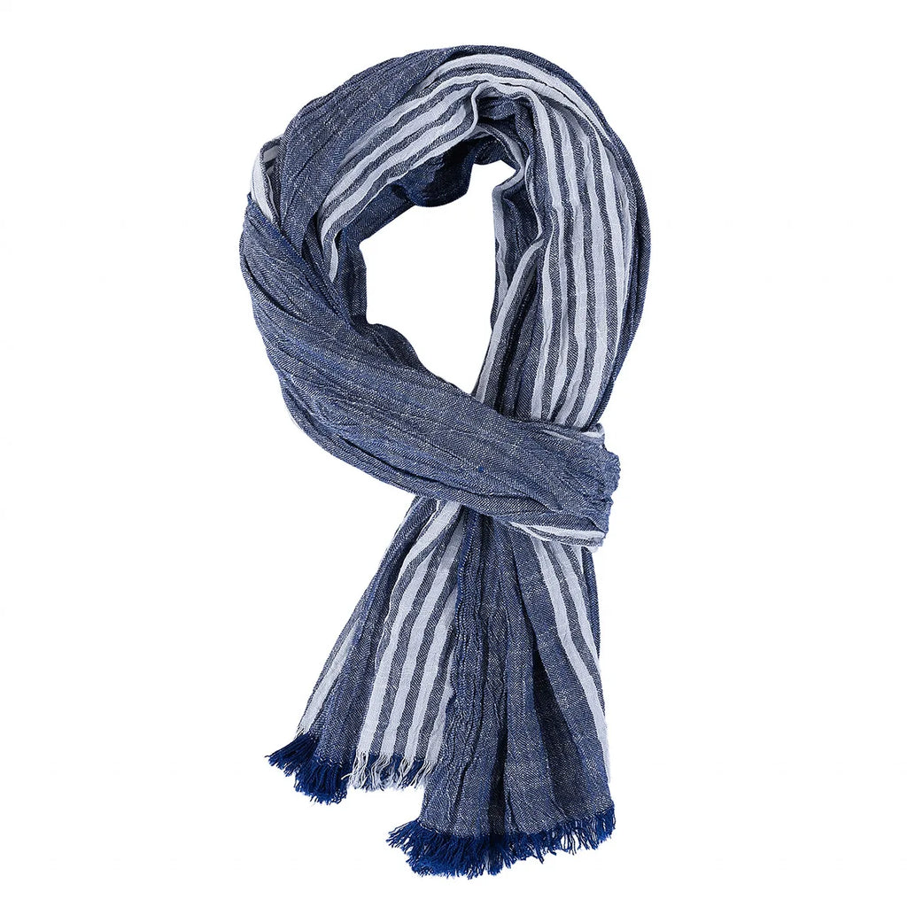 Designer Striped Cotton Linen Scarf | Men's Shawl & Wrap