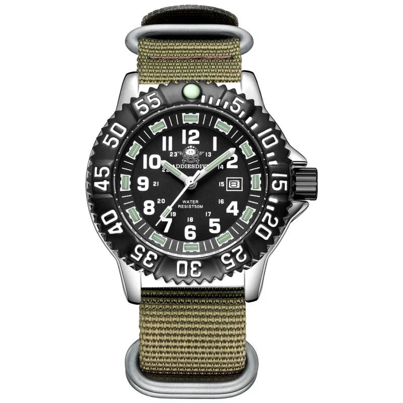 ADDIESDIVE MY-050S Sport Quartz Watch | Luminous | 50M Water Resistant | Nylon & Steel Strap