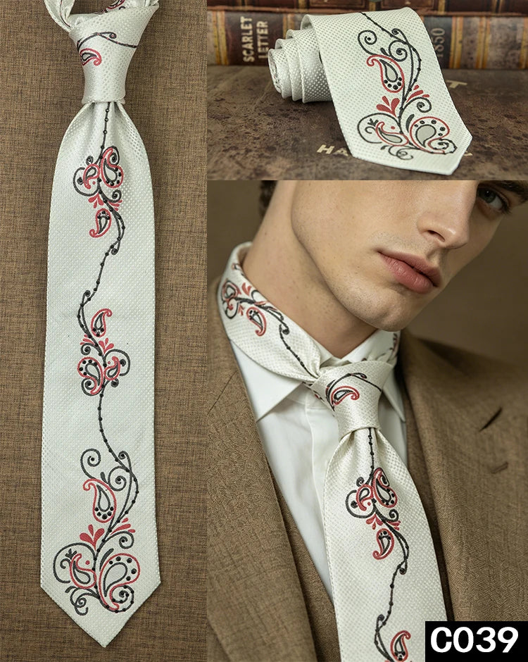 Men's Rhinestone Silk Jacquard Necktie – Paisley & Geometric | High-End