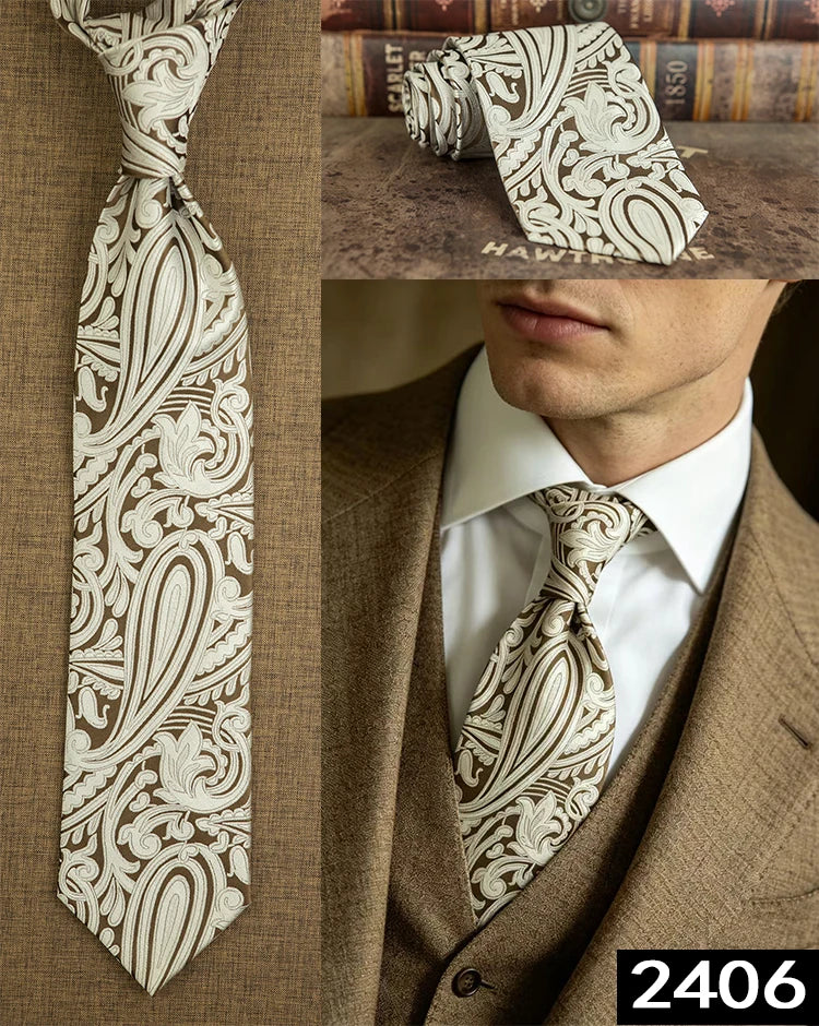 Men's 100% Silk Jacquard Necktie – Geometric, Floral, Checked & Solid