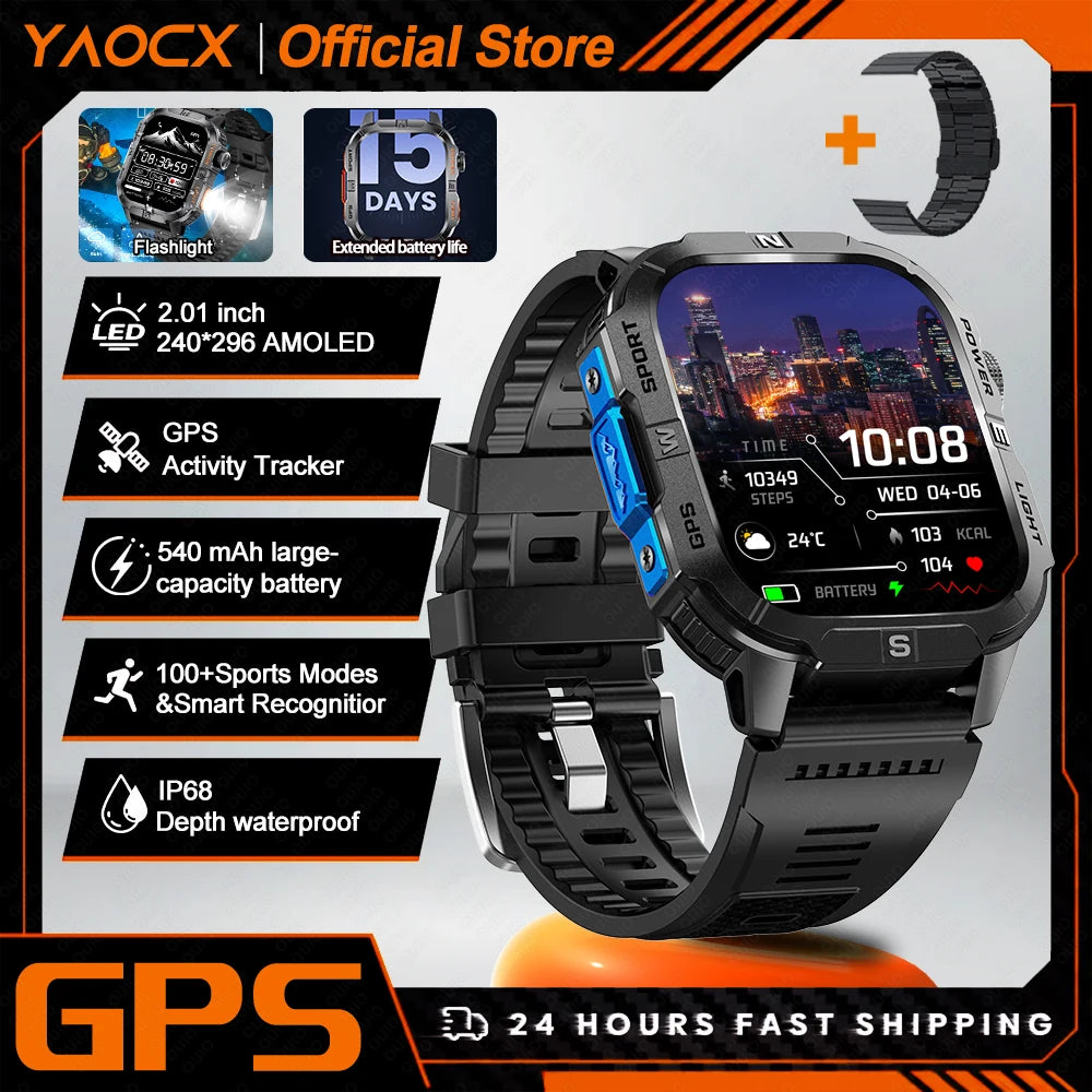 ZODVBOZ GTH3 Smartwatch | 2.01" Screen, 6-Satellite GPS, IP68 & Bluetooth Calling