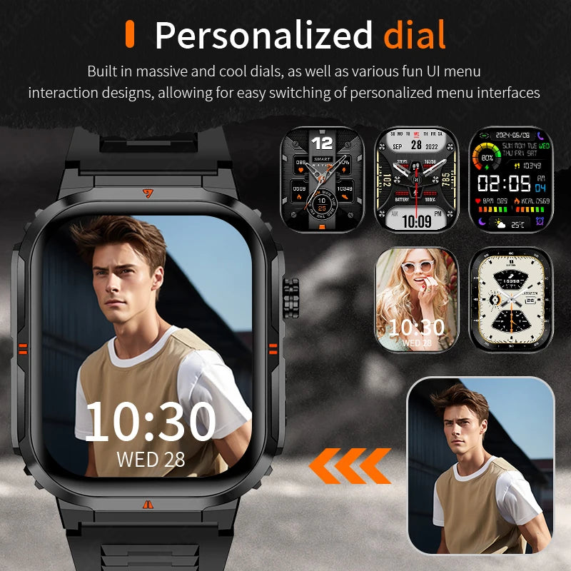LIGE Smart Watch – 2.01" Display, Flashlight, 40-Day Standby, Bluetooth Calling, IP68
