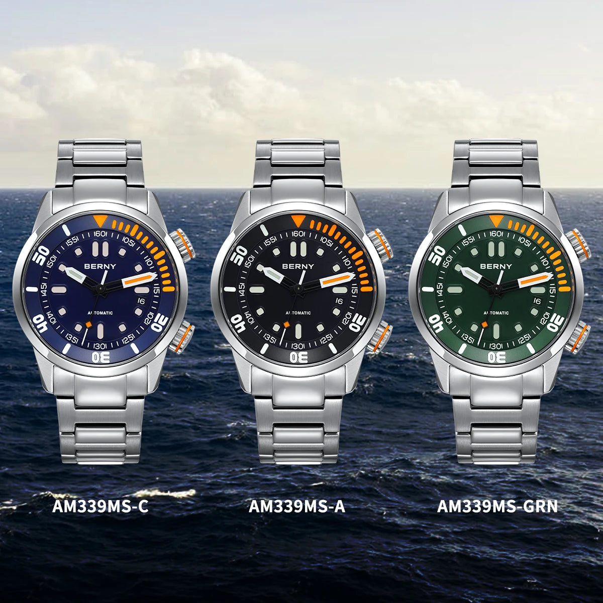 BERNY AM339M Automatic Dive Watch – Miyota 8215, Sapphire Crystal, 200m Water Resistant