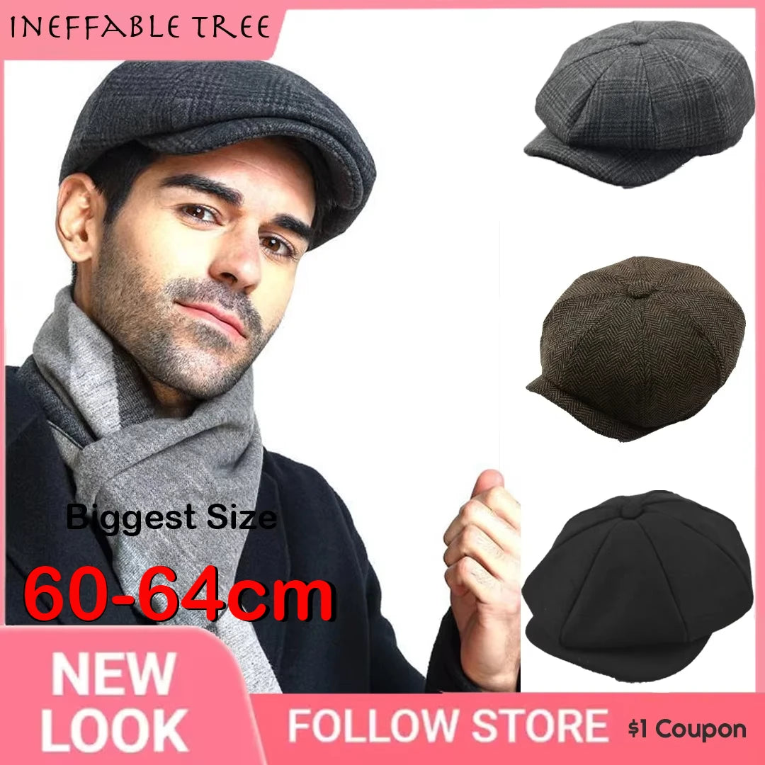 Men's Herringbone Newsboy Cap – Large Fit