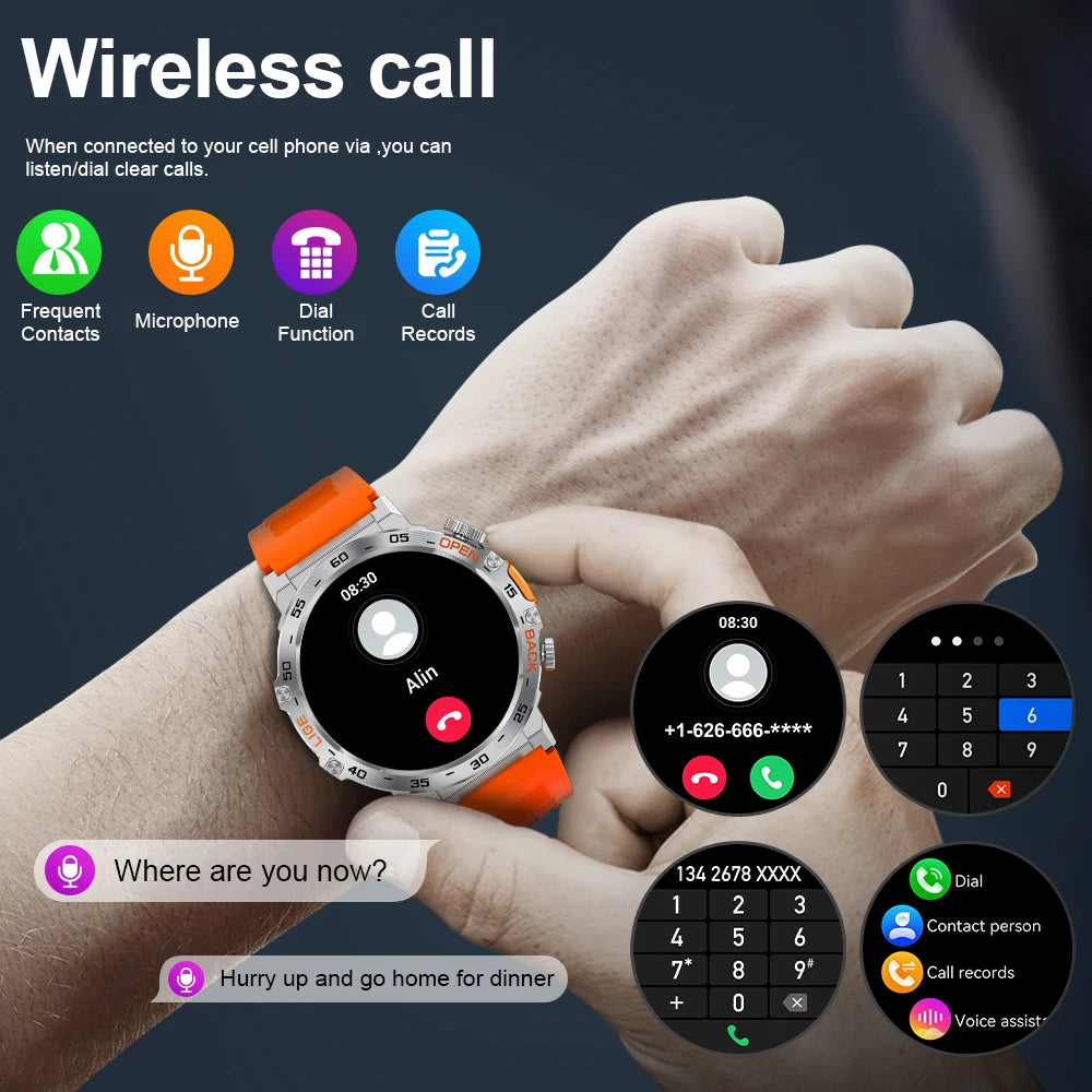 LIGE Smart Watch – 1.53" HD Round Display, LED Flashlight, Bluetooth Calling, IP68