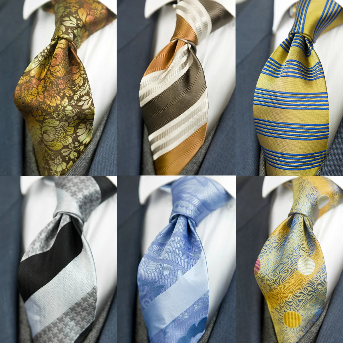 Men's 100% Silk Jacquard Necktie – Geometric, Floral, Checked & Solid