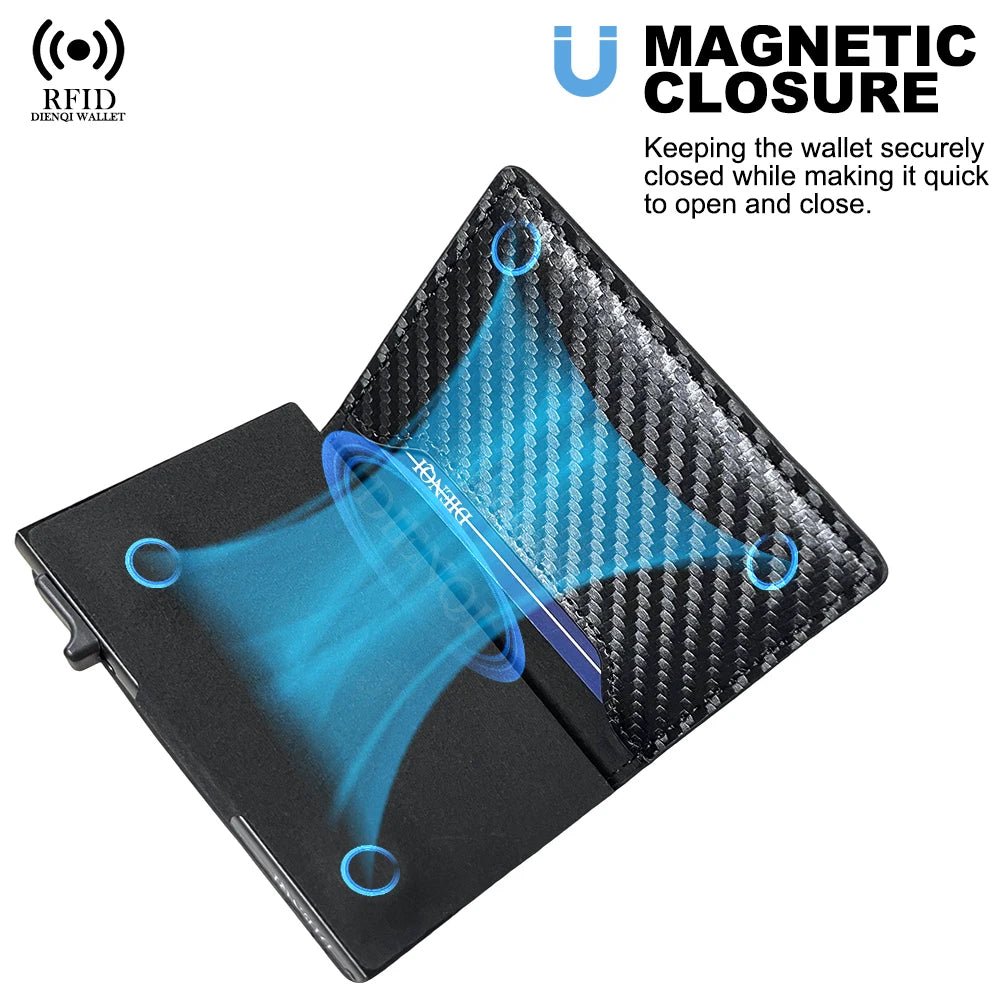 RFID Pop-Up Card Holder | Aluminium & Leather | Minimalist Wallet