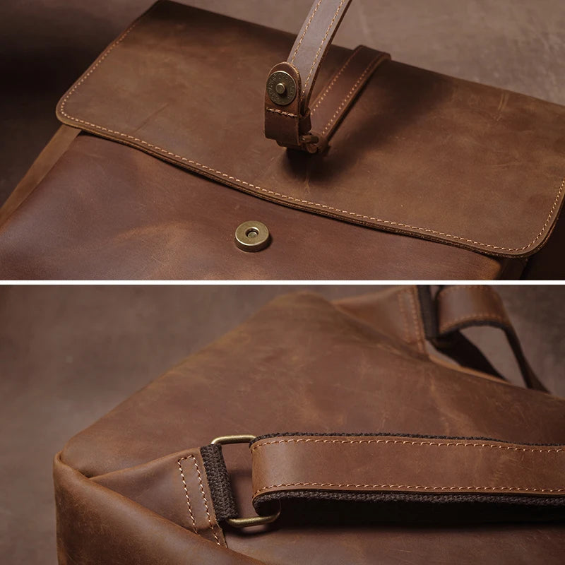 GURO Genuine Cowhide Leather Backpack – Retro Flap Style for Men & Women