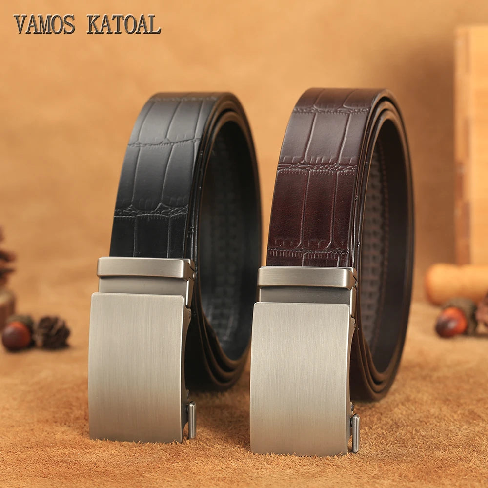 Men Belts Genuine Leather Business Fashion Designer Belt Bamboo Pattern Waistband High Quality Automatic Buckle Belts for Men