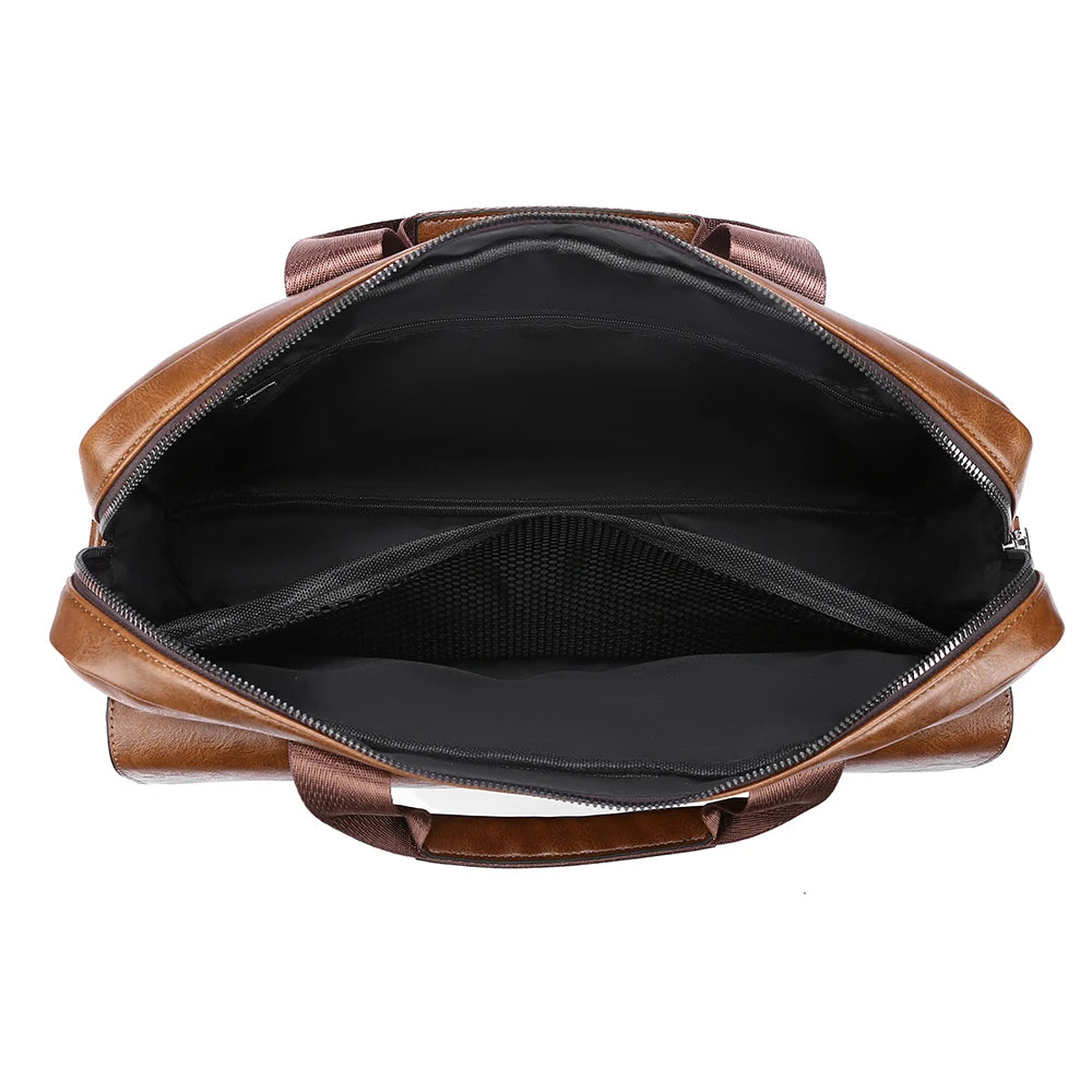 Men's Slim PU Leather Briefcase | Large Capacity Crossbody & Shoulder Tote