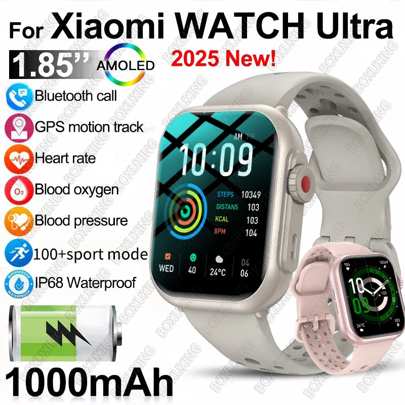 BOXUXING 1.85" AMOLED Smartwatch | 1000mAh, IP68, Bluetooth Calling & GPS