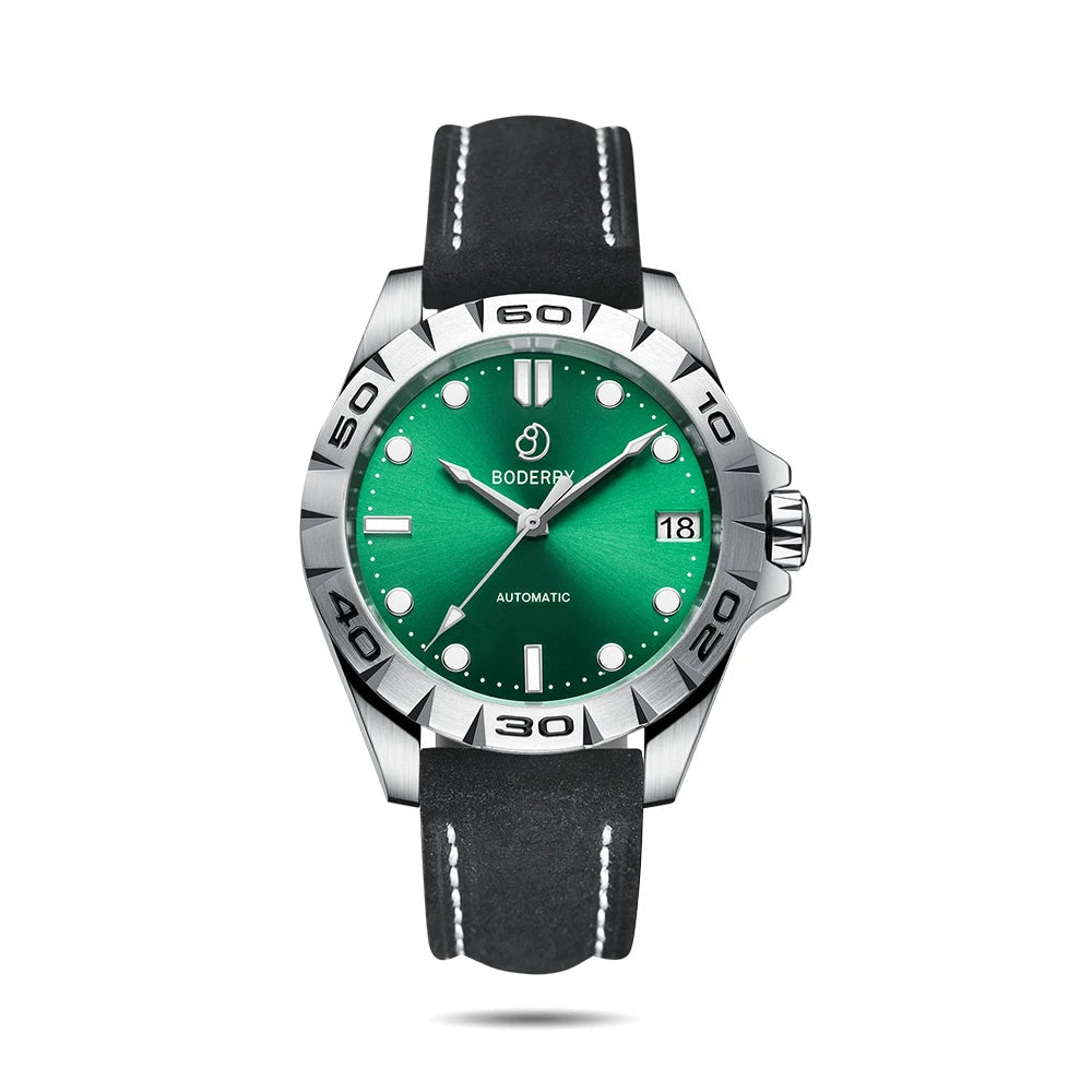 BODERRY Men Automatic Watch 41.5mm Military Mechanical Wristwatch 50m Waterproof Sapphire Mirror Luminous Hangzhou 7500