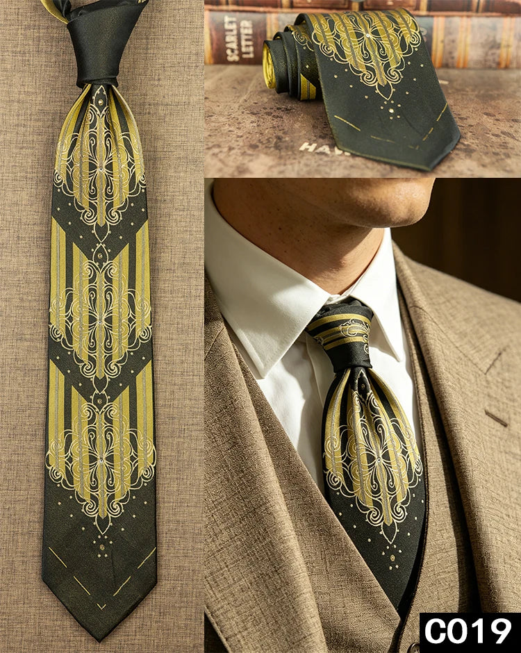 Men's Rhinestone Silk Jacquard Necktie – Paisley & Geometric | High-End