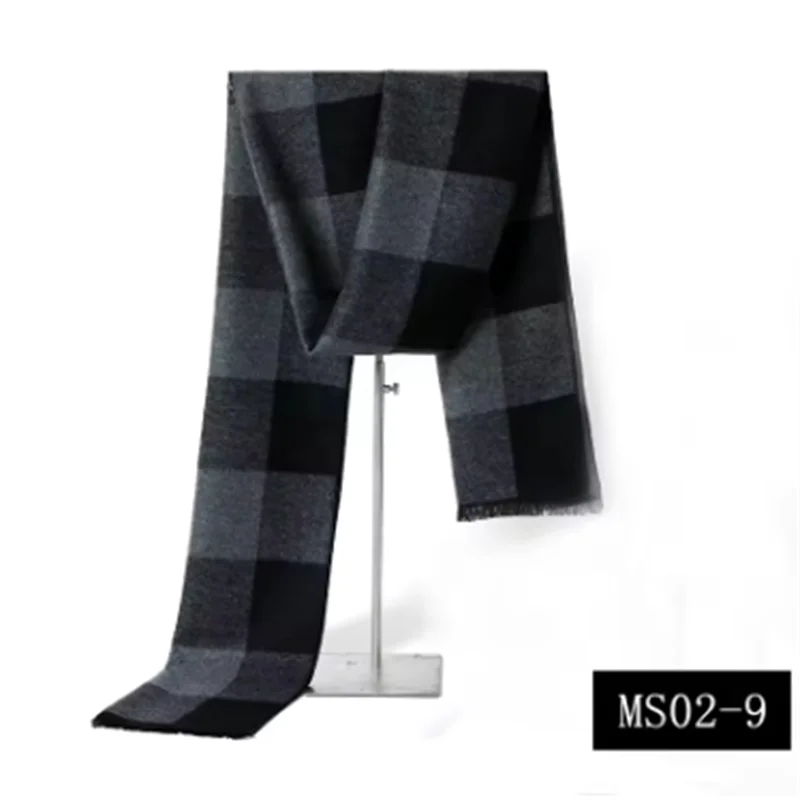 Men's Plaid Winter Scarf – Cashmere-Blend, 180cm, 14 Colourways