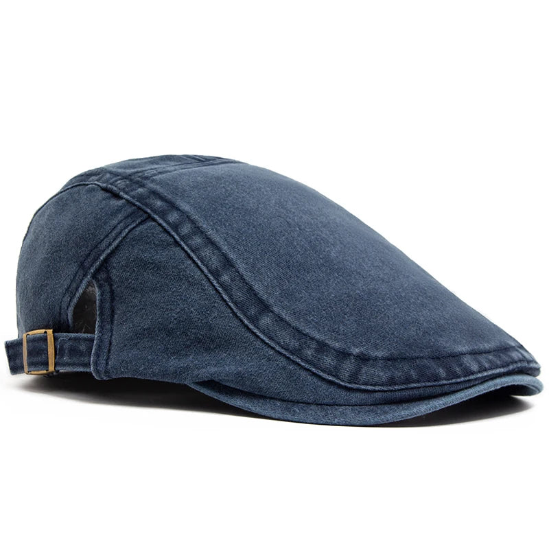 Vintage Cotton Flat Visor Beret — Unisex Adjustable Cap