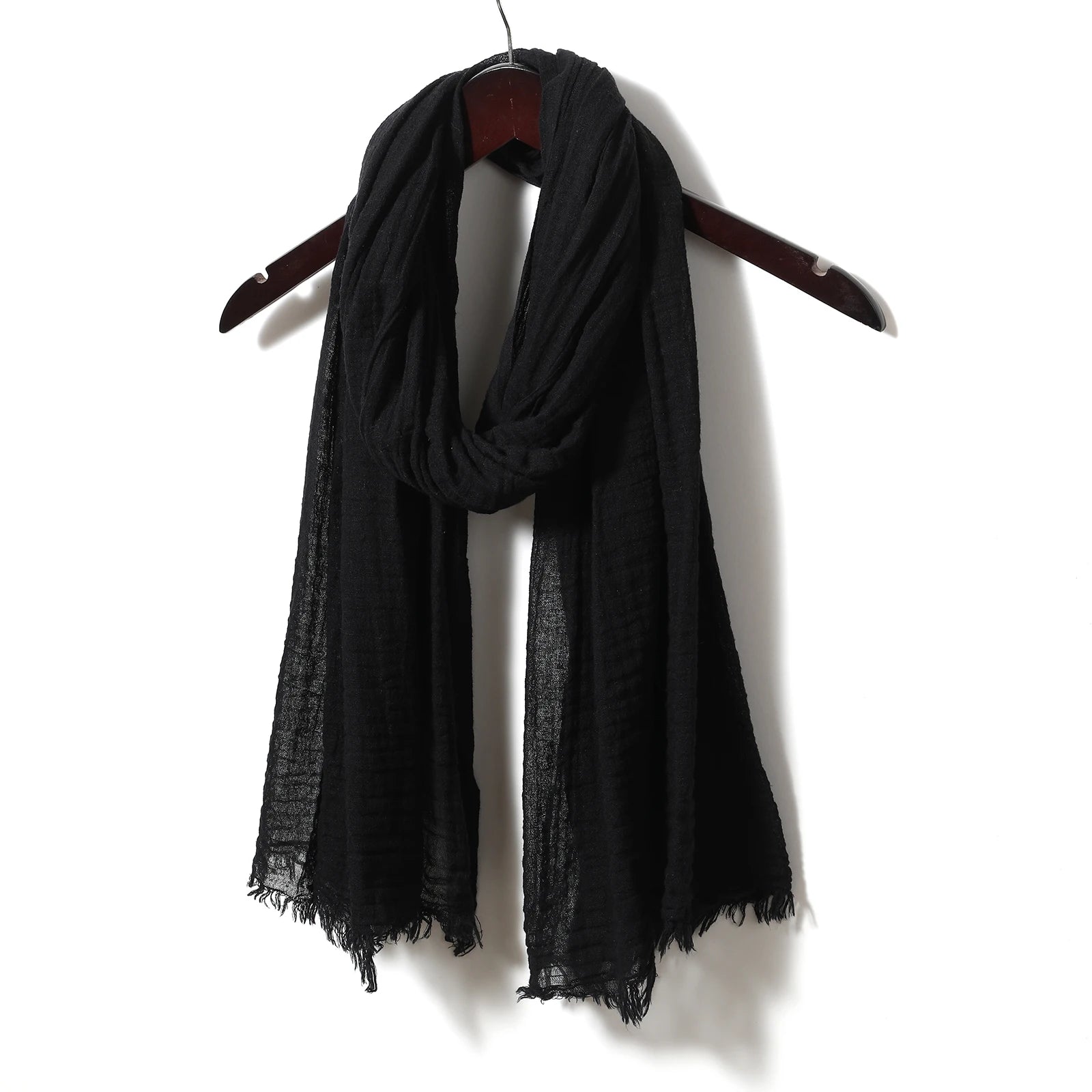 Unisex Cotton Linen Solid Scarf