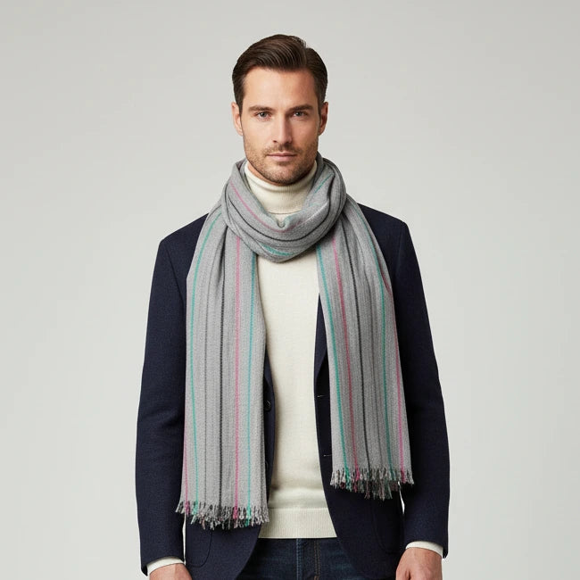 Men's Striped Winter Scarf