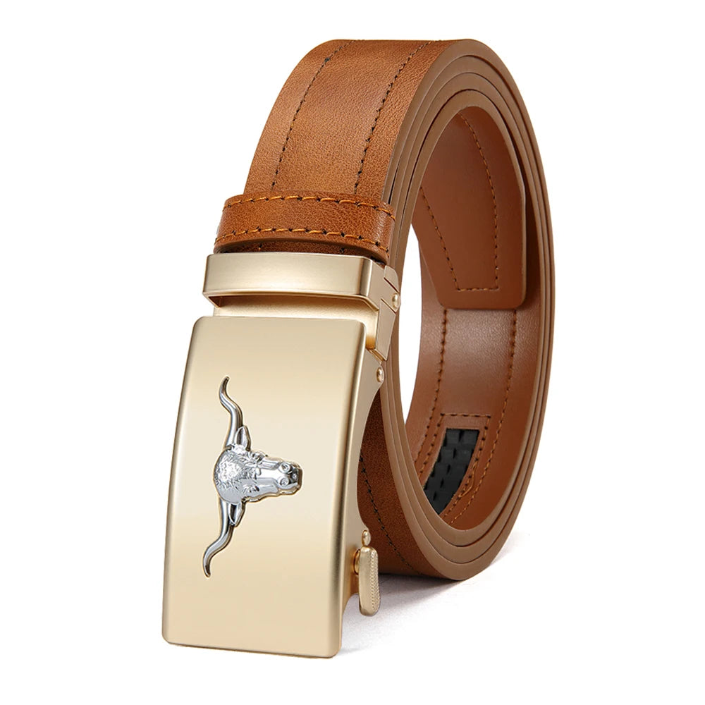 JACNAIP Men's Automatic Buckle Belt — PU Leather, Metal Buckle