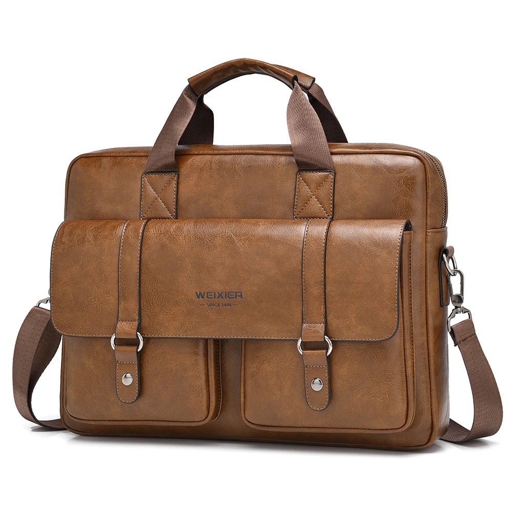 Men's Slim PU Leather Briefcase | Large Capacity Crossbody & Shoulder Tote