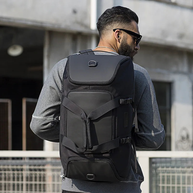 BANGE Large Waterproof Gym & Travel Duffel Bag – Multifunction Backpack & Carry-On