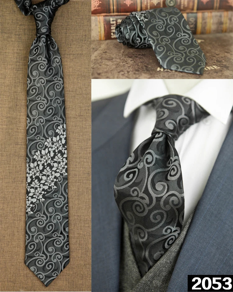 Men's 100% Silk Jacquard Necktie – Paisley, Abstract & Geometric Patterns