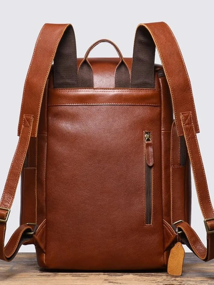 Little Black Cow Handmade Cowhide Leather Backpack – Vintage Travel & Laptop Bag