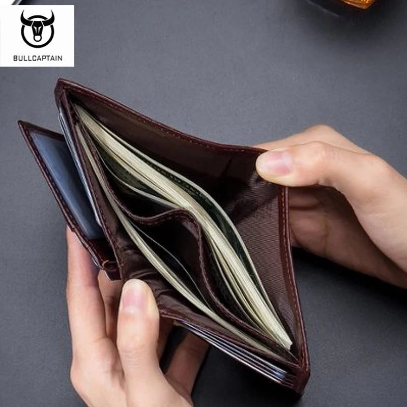 Men's Full-Grain Cowhide Leather Wallet | Vertical Bifold | RFID