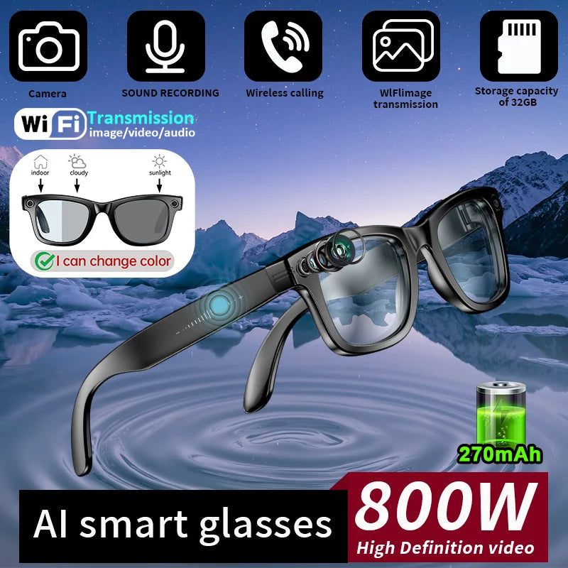 LIGE AI Smart Glasses – 8MP Camera, 4GB, AI Translation, Photochromic Option, 42g