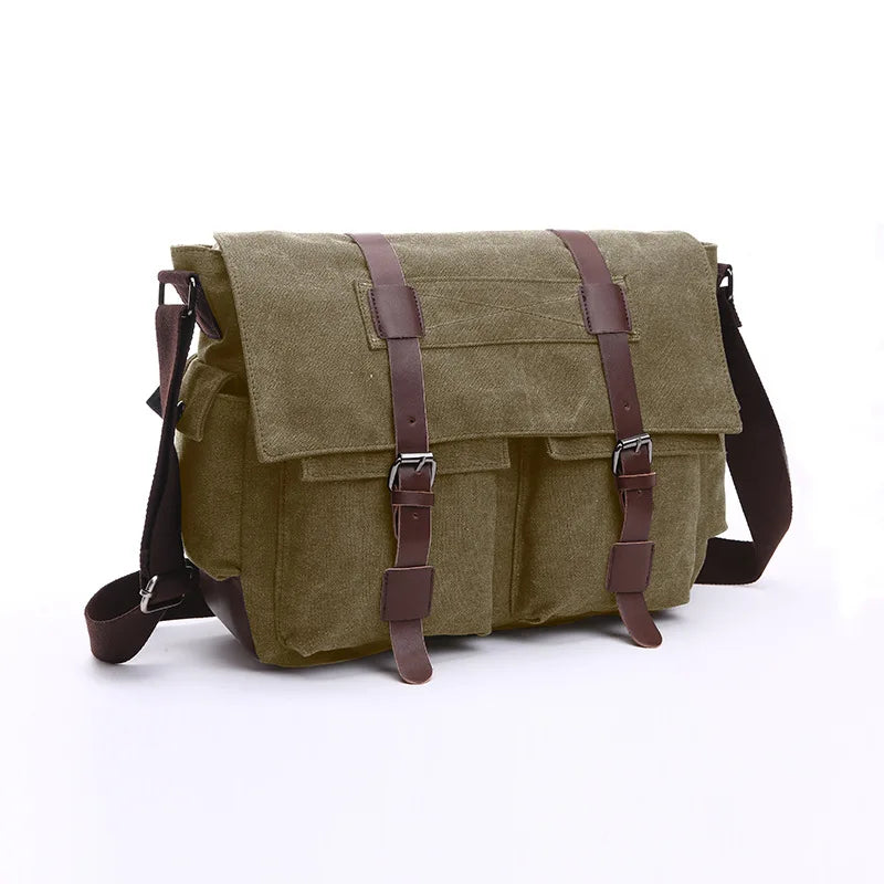 Men's Vintage Canvas Messenger Bag – Retro Crossbody & Shoulder Bag for Work & Travel