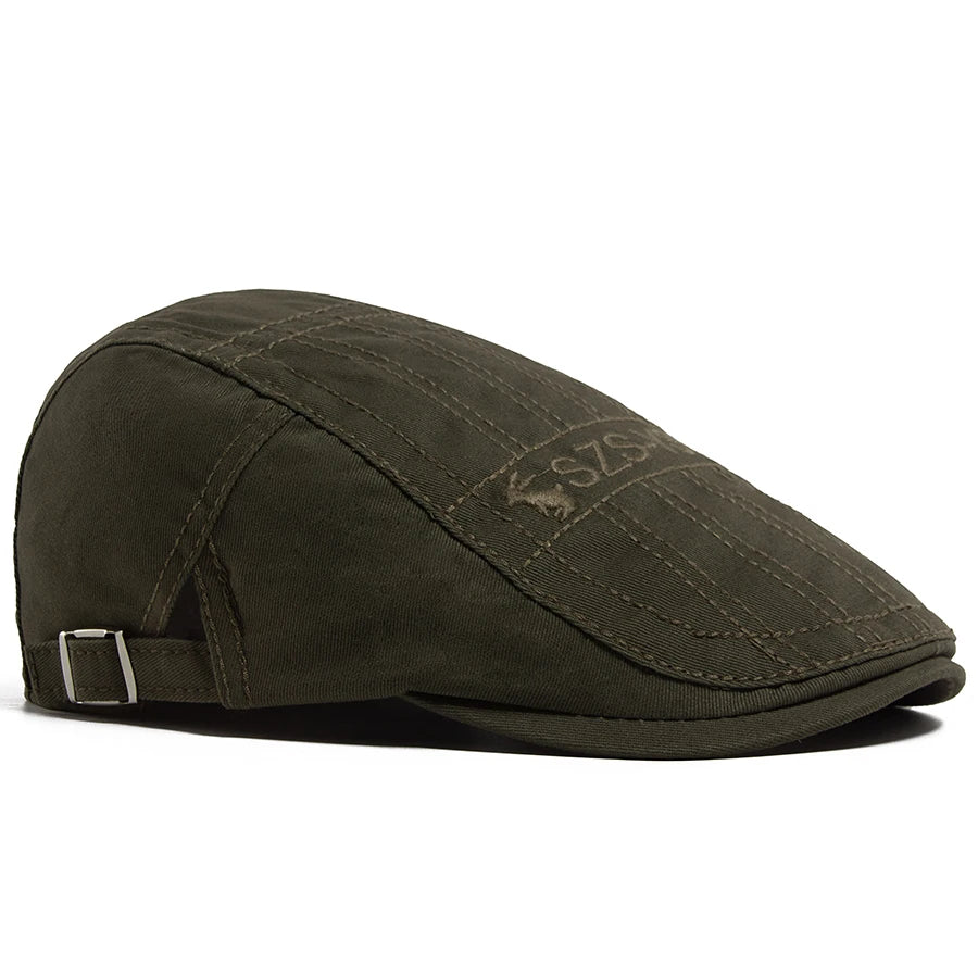 Unisex Cotton Beret with Rabbit Embroidery – Vintage Flat Cap & Newsboy for Spring & Summer