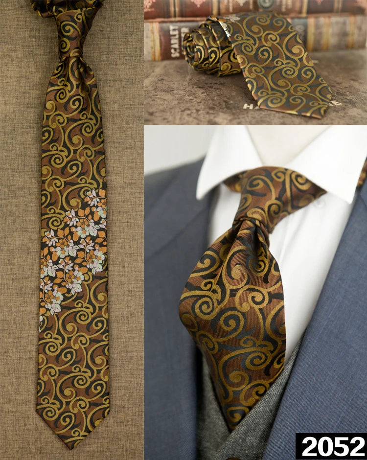 Men's 100% Silk Jacquard Necktie – Paisley, Abstract & Geometric Patterns