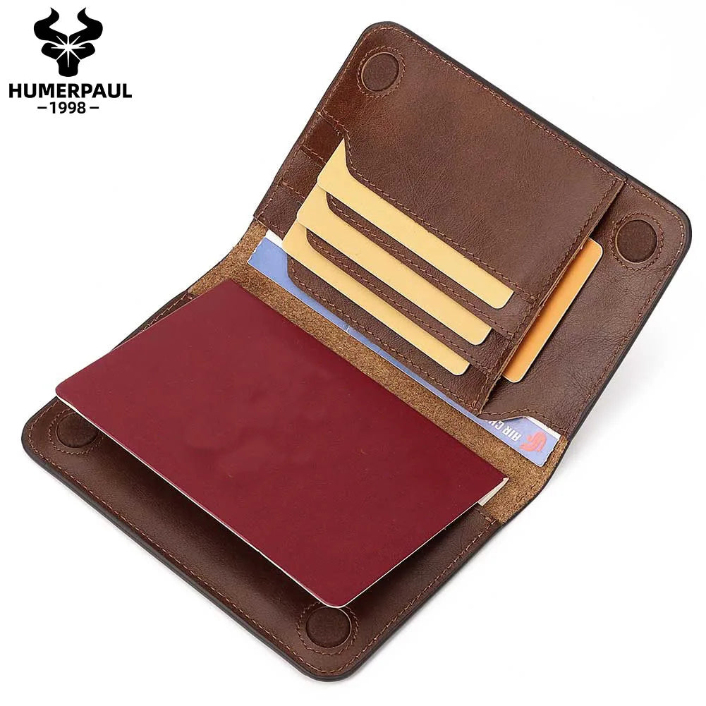 Genuine Leather Passport Wallet — Travel Document Organiser with Card Slots