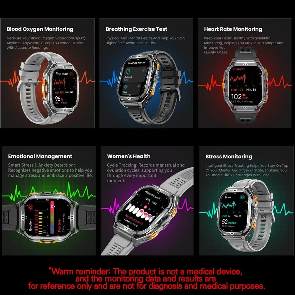 GPS Outdoor Smartwatch | 1.96" AMOLED, 5ATM 50m, Barometric Altimeter & Compass