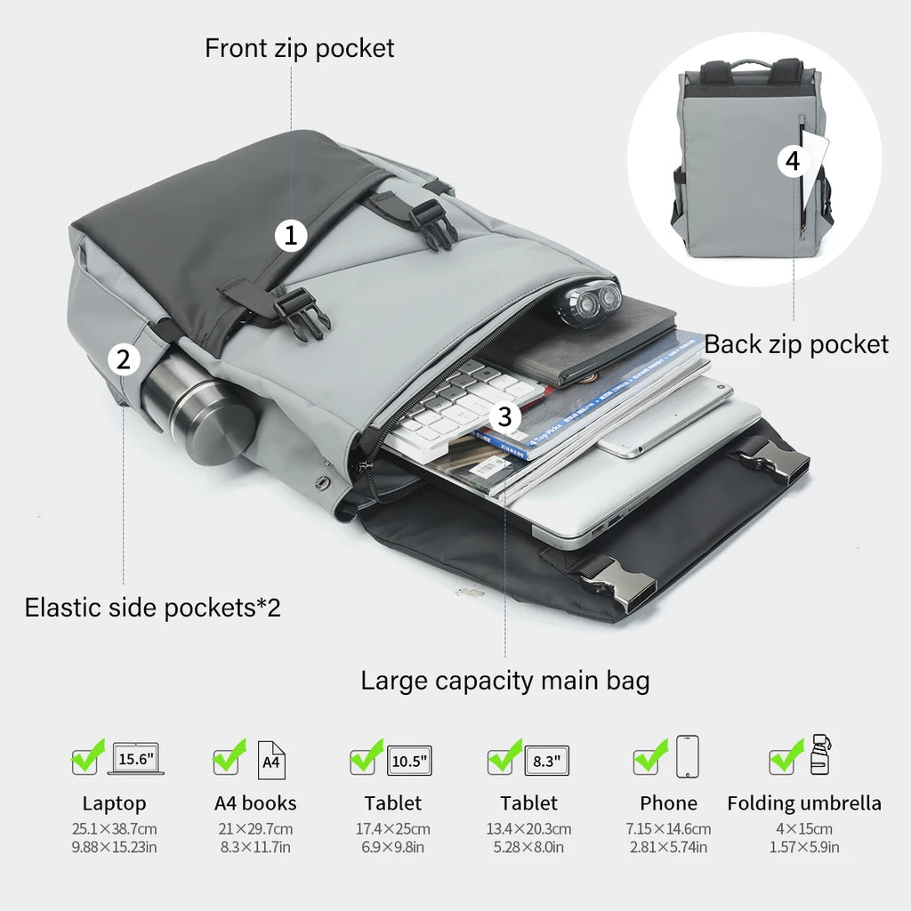 Tigernu TPU Fashion Backpack – Slim 16L, Anti-Theft, Waterproof, 15.6" Laptop