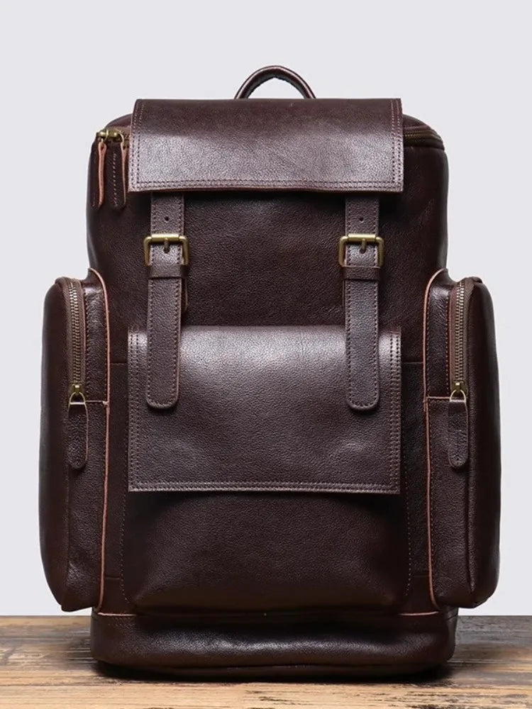 Little Black Cow Handmade Cowhide Leather Backpack – Vintage Travel & Laptop Bag