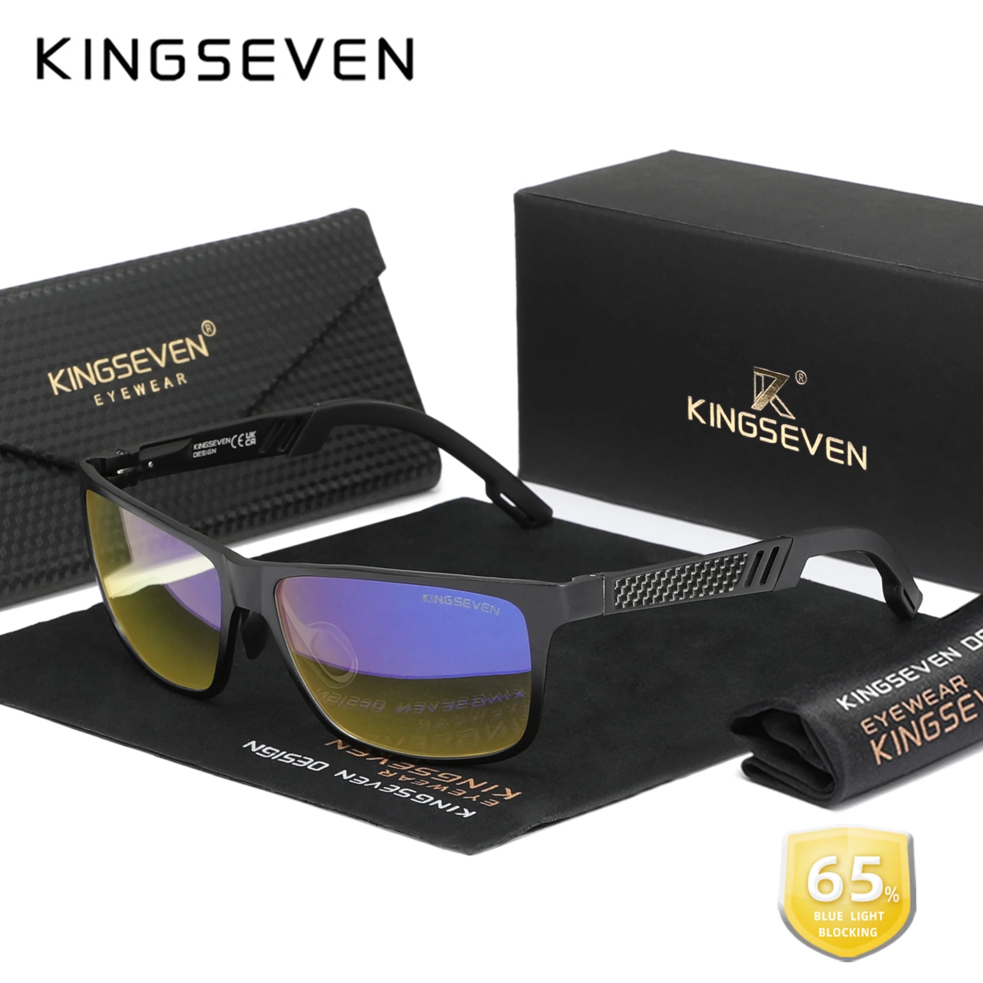 KINGSEVEN Blue Light Blocking Glasses Men/Women High Quality Aluminum Computer Anti-Blue Ray Reading Transparent Lens Eyeglasses