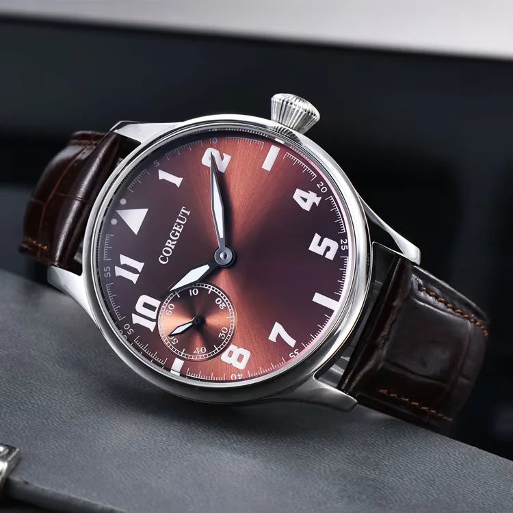 Corgeut 6023 Men's Hand-Wind Mechanical Watch | Seagull ST3600 | Leather Strap