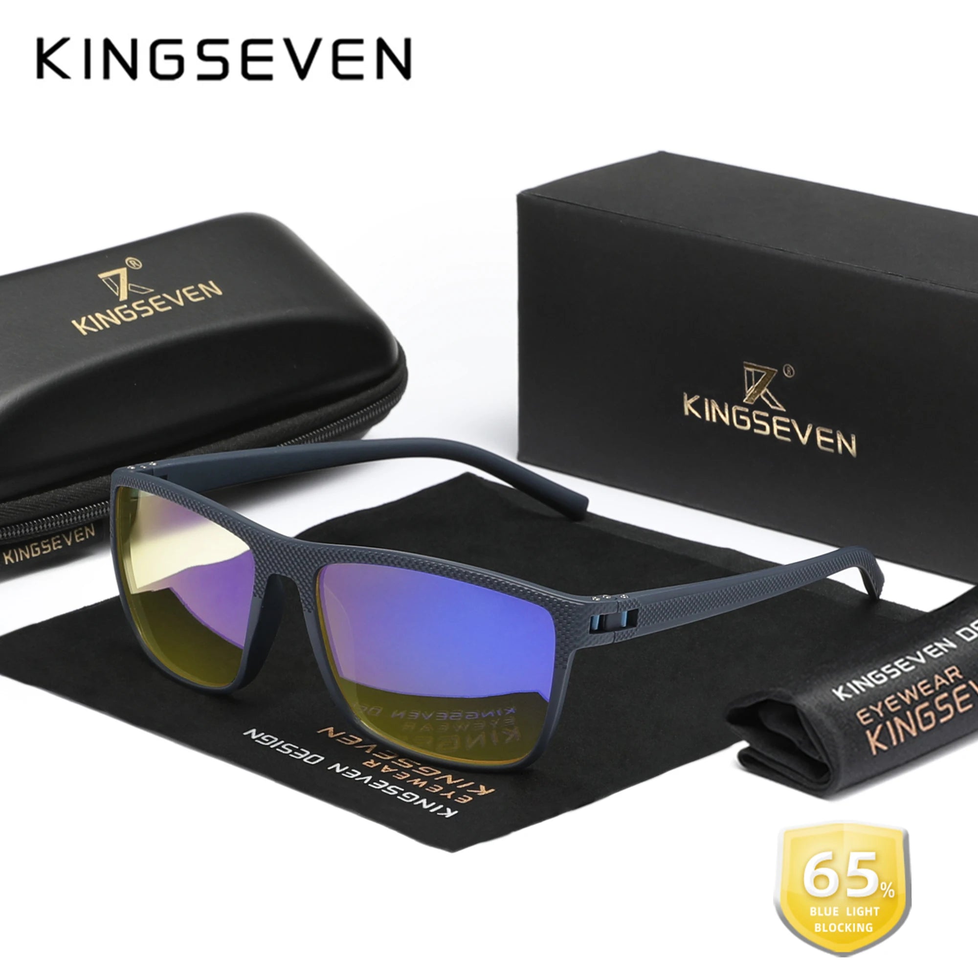KINGSEVEN New Anti-Blue Ray Glasses Transparent Lens Eyeglasses Men Women Computer Blue Light Blocking Optical Reading Eyewear
