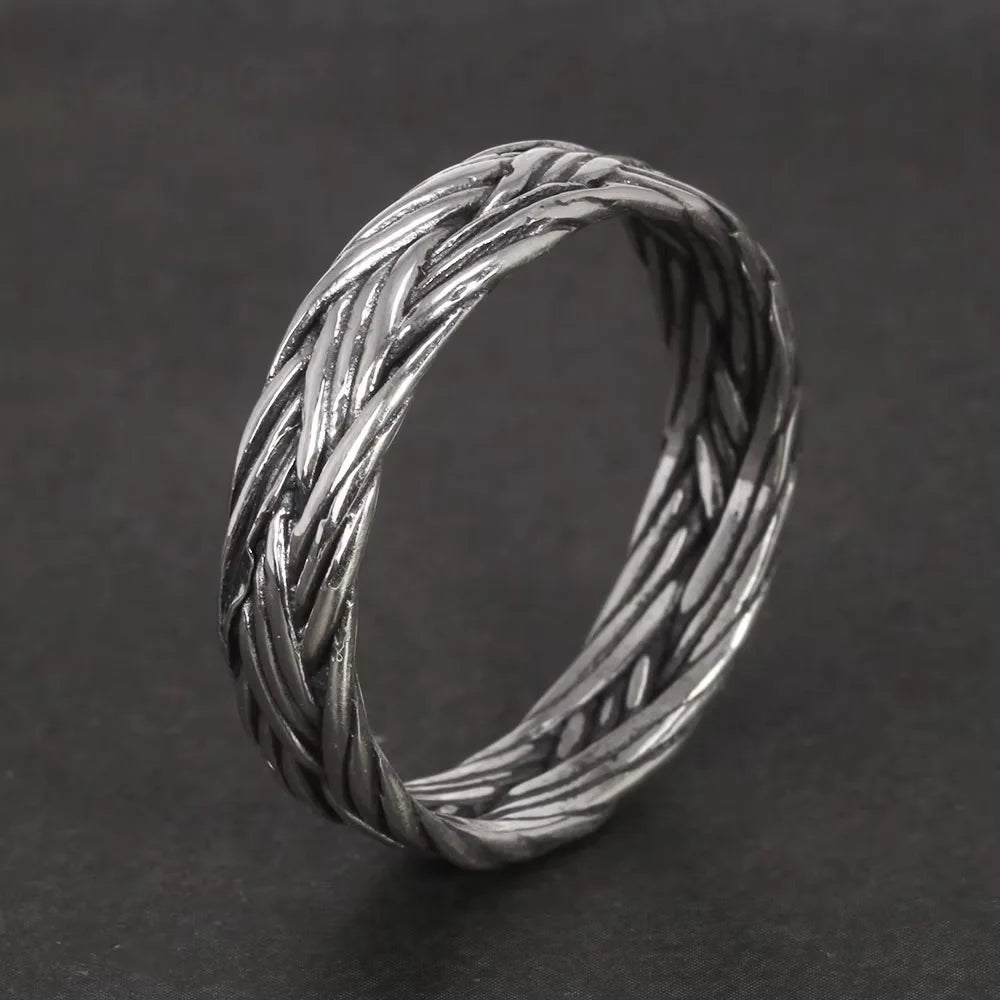 Viking Jewelry 925 Sterling Silver Braided Ring For Men And Women Couple Wedding Bands for Lovers