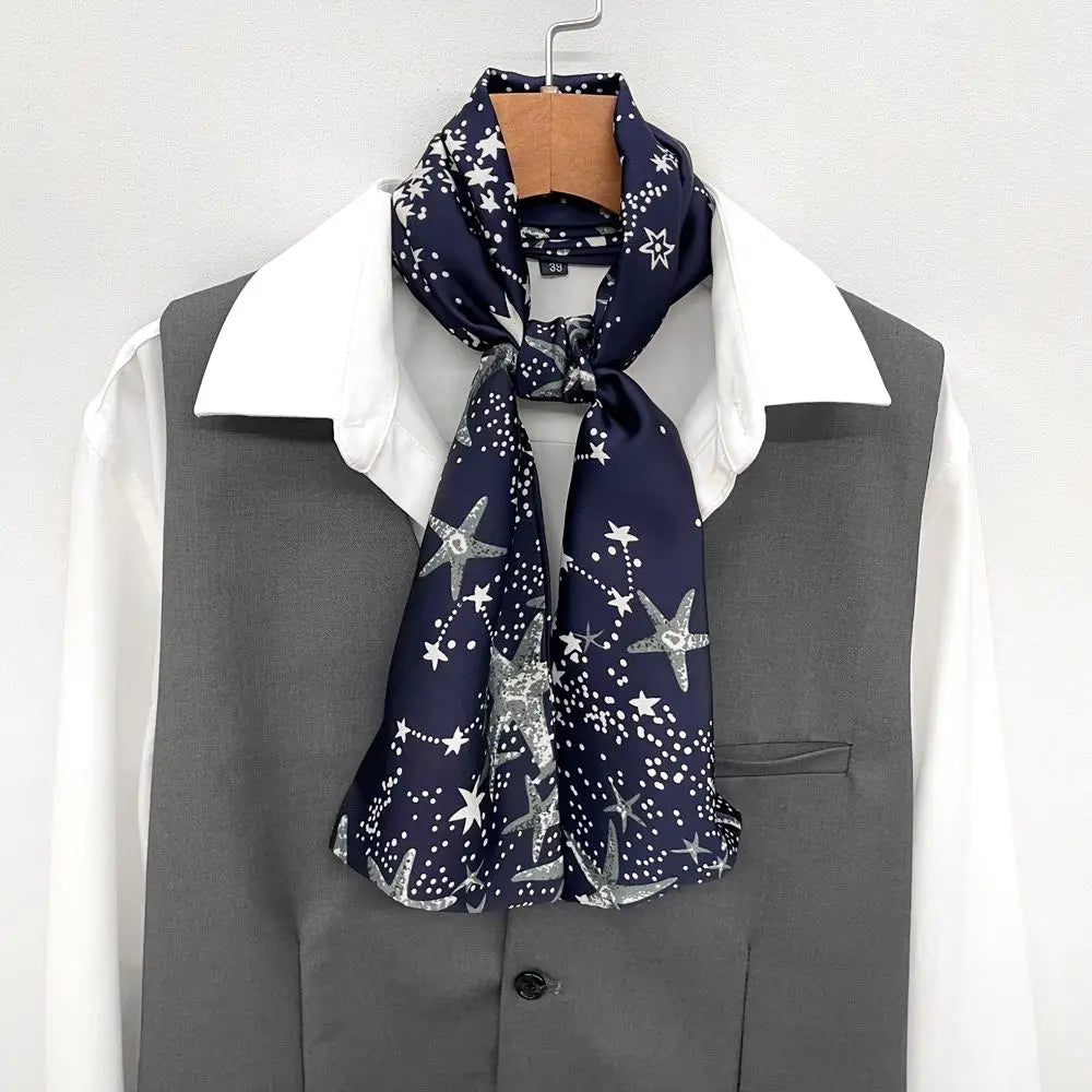 Men's British Style Silk-Touch Neck Scarf | Geometric Pattern