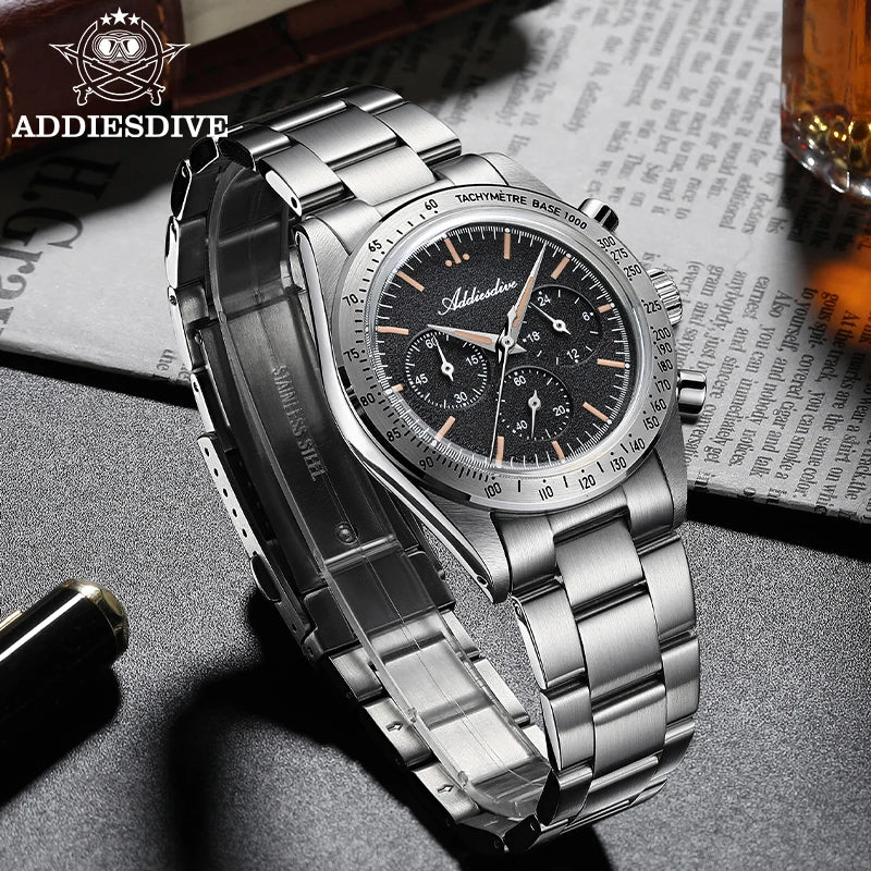 ADDIESDIVE AD2552 Vintage Racing Chronograph Watch | Japanese Quartz | 100M Water Resistant