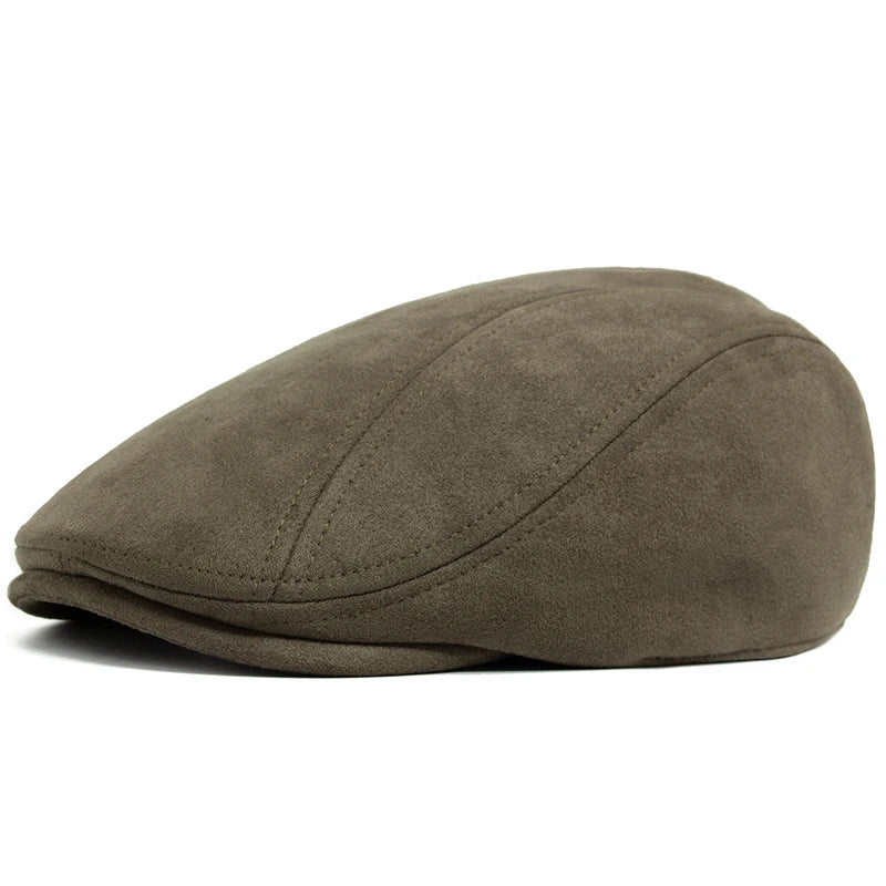 Men's Suede Beret – Flat Visor Cap
