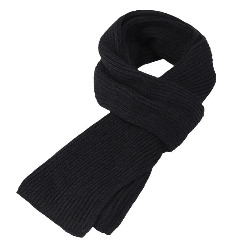 Thickened Woolen Scarf for Men Winter Fashionable Solid Color Warm Simple Korean Style Men's Neck Warmer Thickened Knitted Scarf
