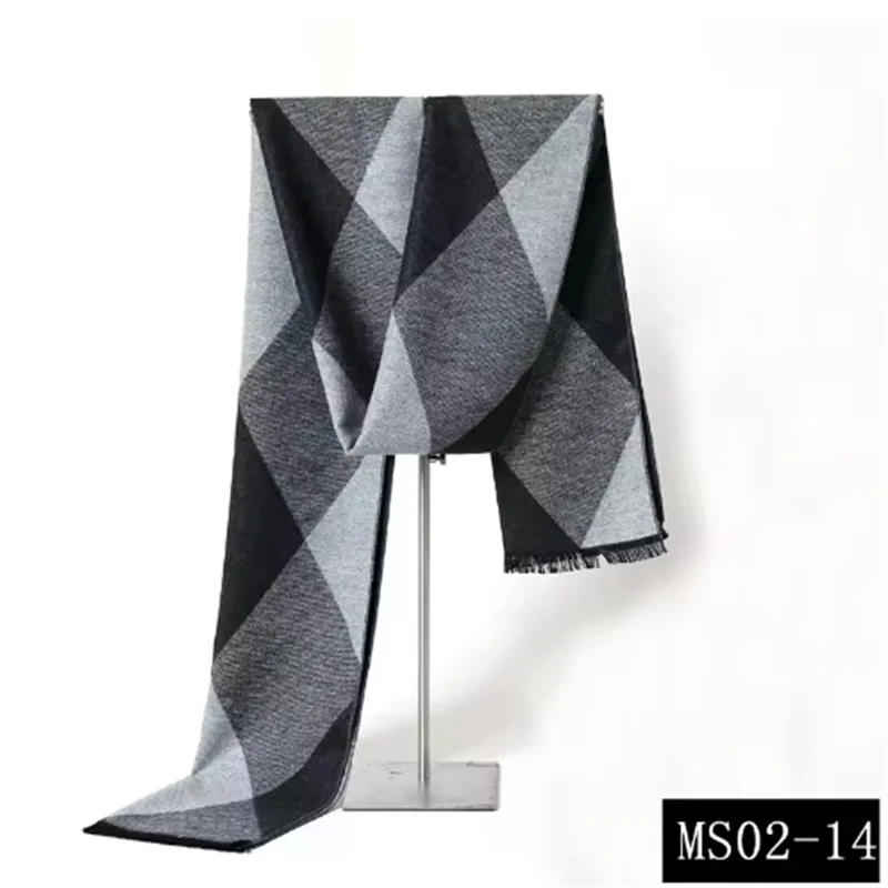 Men's Plaid Winter Scarf – Cashmere-Blend, 180cm, 14 Colourways
