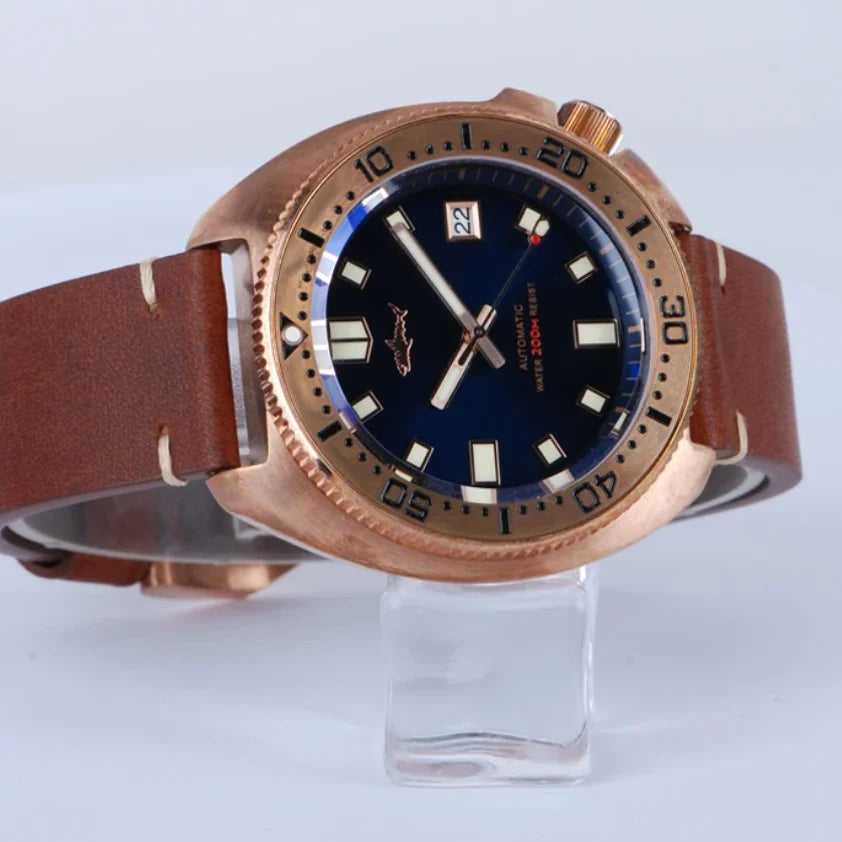 HEIMDALLR Men Dive Watch Bronze Turtle Case Automatic Mechanical Wristwatch Diver 200m Waterproof C3 Luminous Sapphire NH35